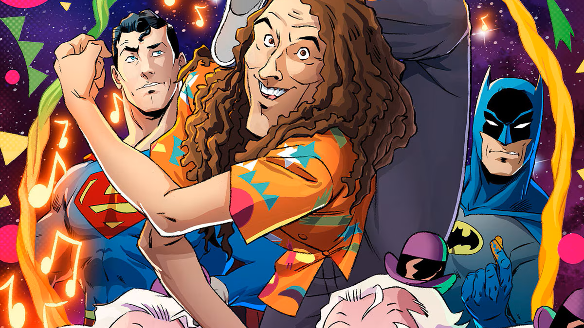 Okładka komiksu „World's Weirdest" z batmanem, supermanem i Weird Alem
