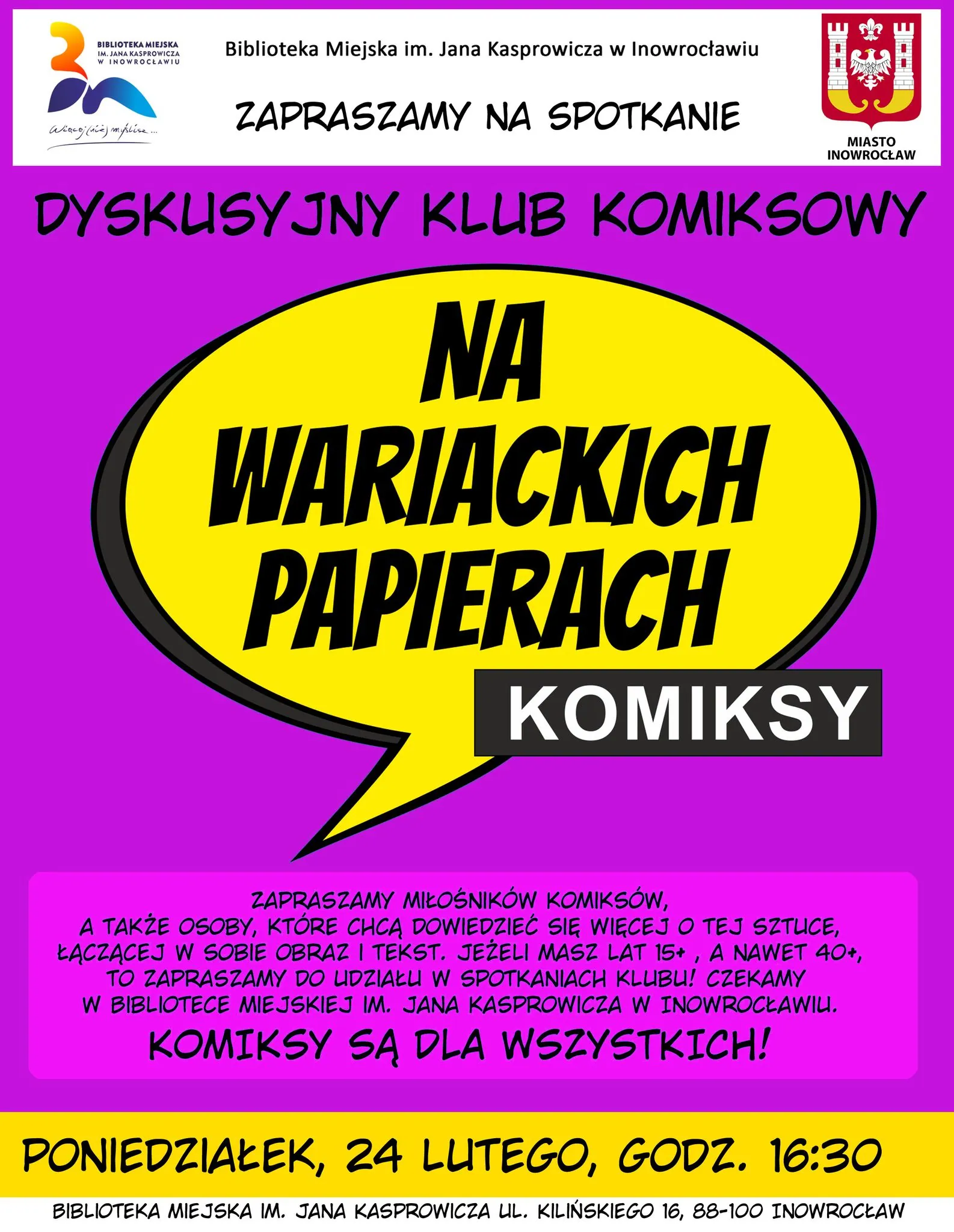 Jarosław Wojtasiński poprowadzi spotkanie komiksowe w inowrocławskiej bibliotece